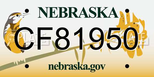 CF81950 Nebraska License Plate