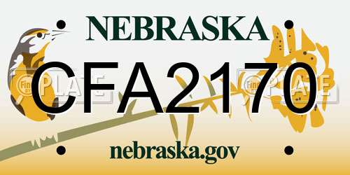 CFA2170 Nebraska License Plate
