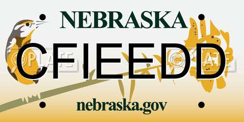 CFIEEDD Nebraska License Plate