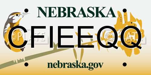 CFIEEQQ Nebraska License Plate