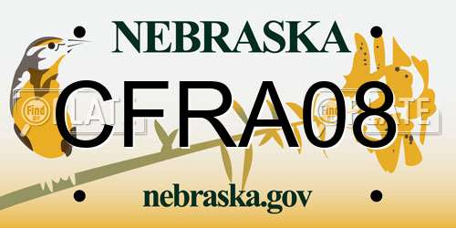 CFRA08 Nebraska License Plate