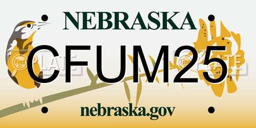 CFUM25 Nebraska License Plate