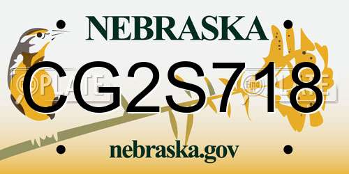 CG2S718 Nebraska License Plate