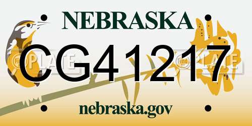 CG41217 Nebraska License Plate