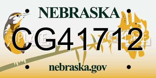CG41712 Nebraska License Plate