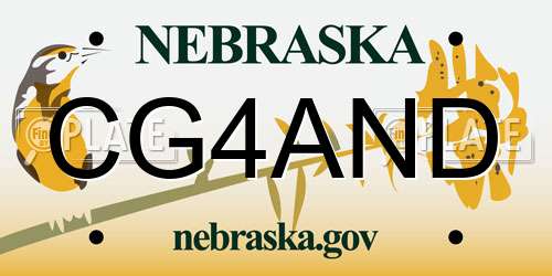 CG4AND Nebraska License Plate