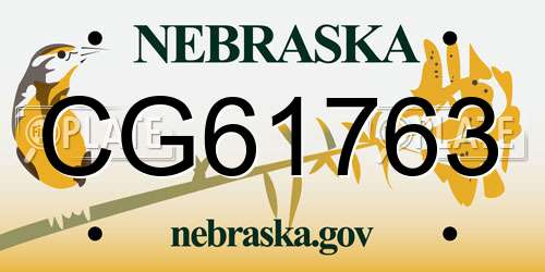 CG61763 Nebraska License Plate