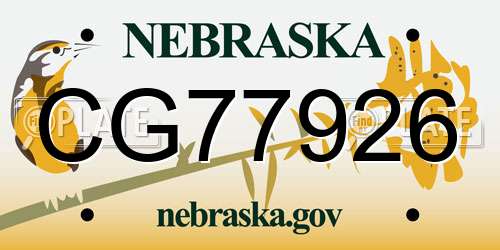 CG77926 Nebraska License Plate
