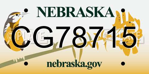 CG78715 Nebraska License Plate