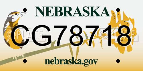 CG78718 Nebraska License Plate