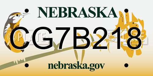 CG7B218 Nebraska License Plate