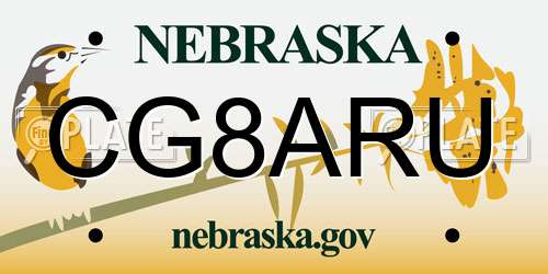 CG8ARU Nebraska License Plate