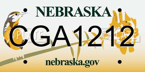 CGA1212 Nebraska License Plate
