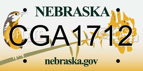 CGA1712 Nebraska License Plate