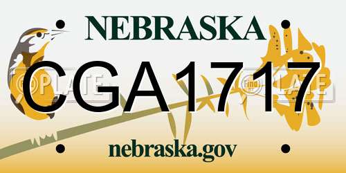 CGA1717 Nebraska License Plate