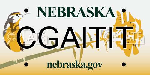 CGAITIT Nebraska License Plate