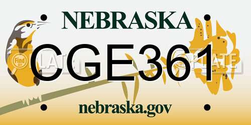 CGE361 Nebraska License Plate