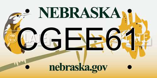 CGEE61 Nebraska License Plate