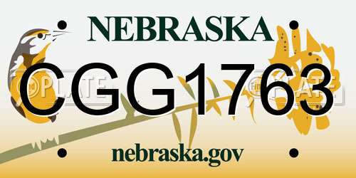 CGG1763 Nebraska License Plate