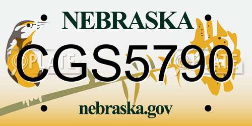 CGS5790 Nebraska License Plate