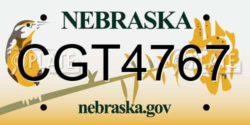 CGT4767 Nebraska License Plate