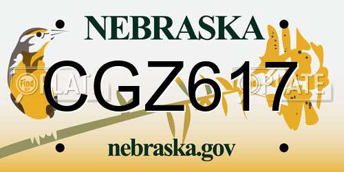 CGZ617 Nebraska License Plate