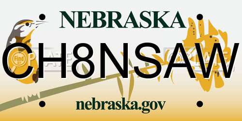CH8NSAW Nebraska License Plate