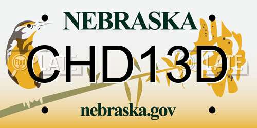 CHD13D Nebraska License Plate