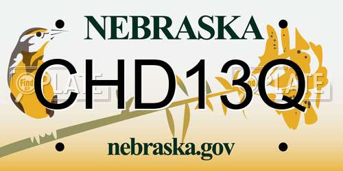 CHD13Q Nebraska License Plate