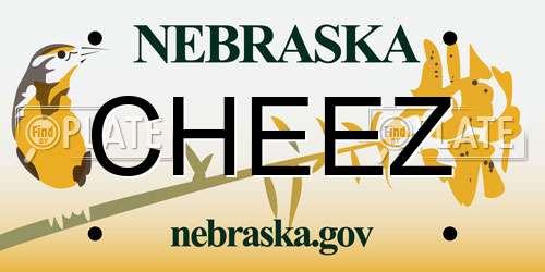 CHEEZ Nebraska License Plate
