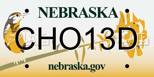 CHO13D Nebraska License Plate