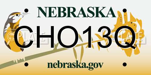 CHO13Q Nebraska License Plate