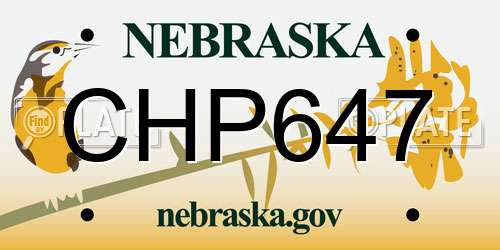 CHP647 Nebraska License Plate