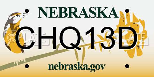 CHQ13D Nebraska License Plate
