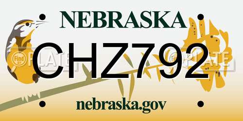 CHZ792 Nebraska License Plate