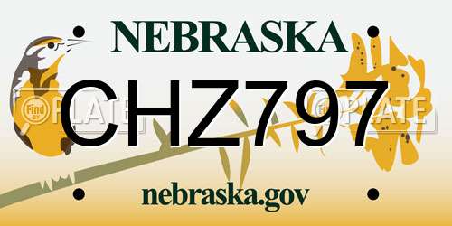 CHZ797 Nebraska License Plate