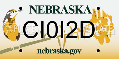 CI0I2D Nebraska License Plate