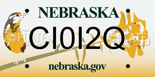 CI0I2Q Nebraska License Plate