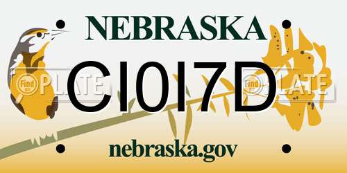 CI0I7D Nebraska License Plate