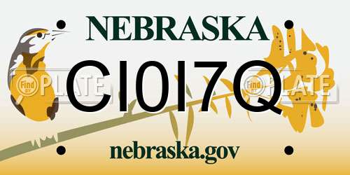 CI0I7Q Nebraska License Plate