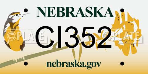 CI352 Nebraska License Plate