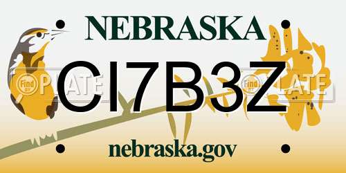 CI7B3Z Nebraska License Plate