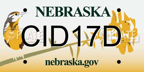 CID17D Nebraska License Plate