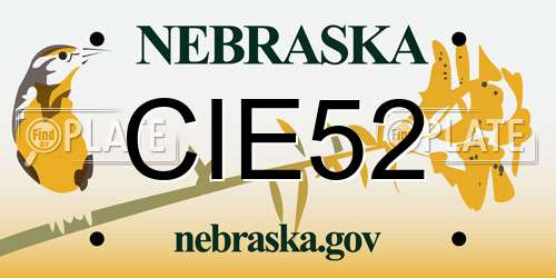CIE52 Nebraska License Plate