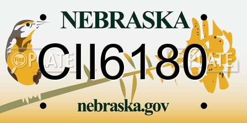 CII6180 Nebraska License Plate