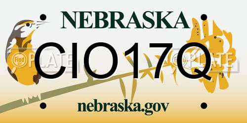 CIO17Q Nebraska License Plate