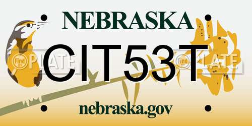 CIT53T Nebraska License Plate