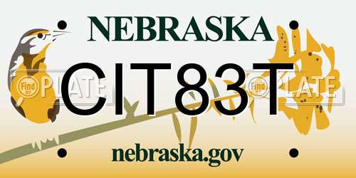 CIT83T Nebraska License Plate