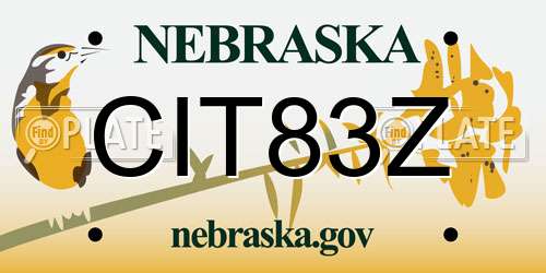 CIT83Z Nebraska License Plate