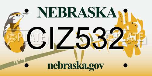 CIZ532 Nebraska License Plate